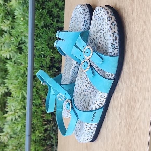 Mephisto Turquoise Leather Sandals Made In France Size 38 - Picture 3 of 15